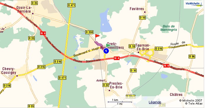 Plan d'acc�s � Gretz � partir de la nationale 4